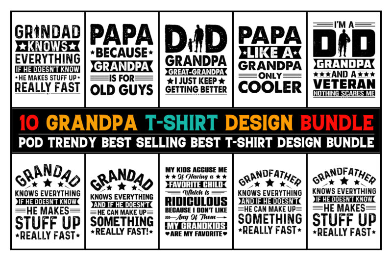 Grandpa T-Shirt Design Bundle