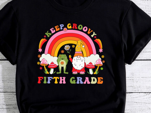 Groovy fifth grade teacher retro 5th back to school frog pc t shirt design template