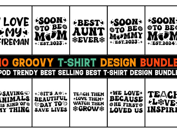 Groovy t-shirt design bundle