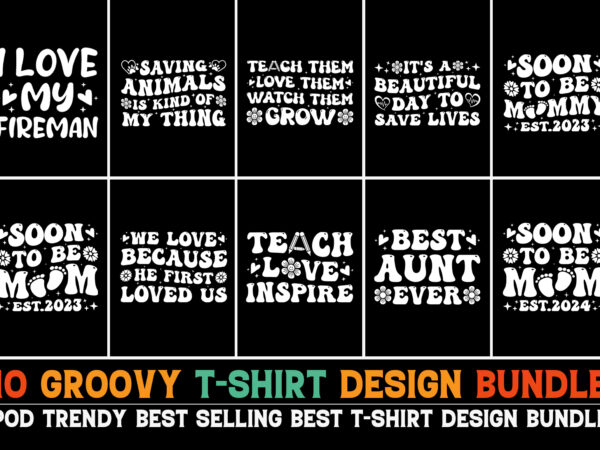 Groovy t-shirt design bundle