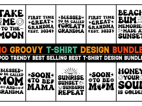 Groovy t-shirt design bundle