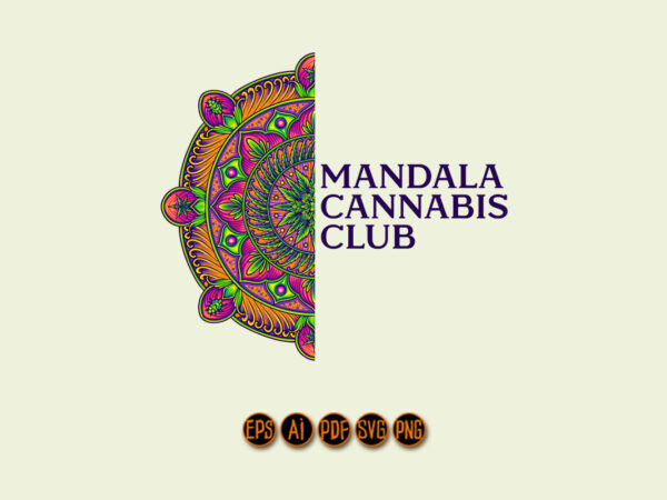 Half mandala ornament meets cannabis graphic t shirt
