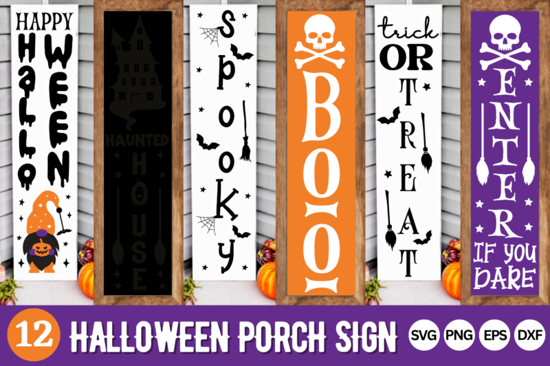 Halloween Porch Sign Svg Bundle, Halloween T-Shirt Bundle