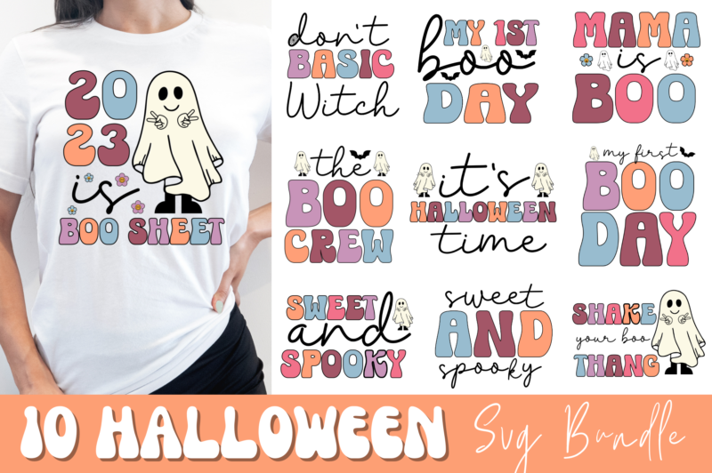 Retro Halloween Svg bundle, Halloween T-shirt Bundle,fall tshit designs,halloween t-shirt designs