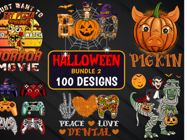 Halloween t-shirt design bundle 2- 100 designs