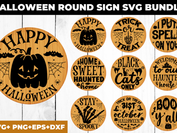 Halloween round sign svg bundle,halloween t-shirt svg bundle