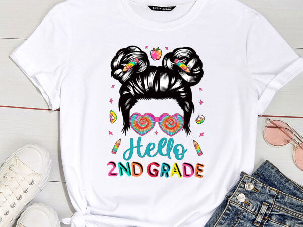 Hello 2nd grade messy bun back to school first day girl pc graphic t shirt