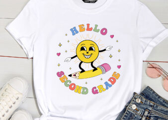 Hello 2nd Grade Smile Pencil Groovy Back To Shool 2nd Grade PC