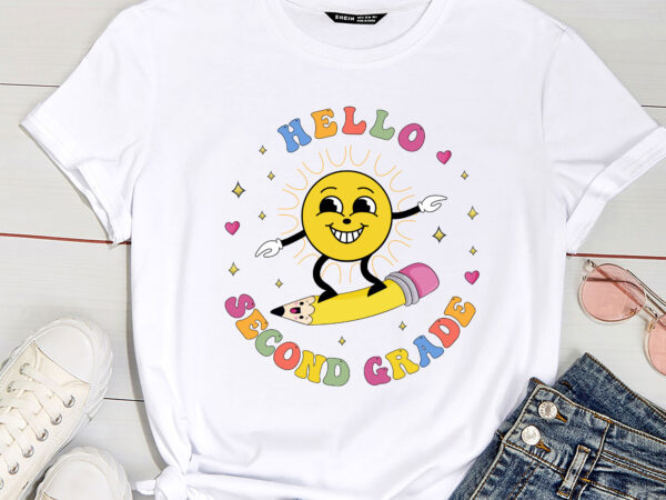 Hello 2nd grade smile pencil groovy back to shool 2nd grade pc graphic t shirt