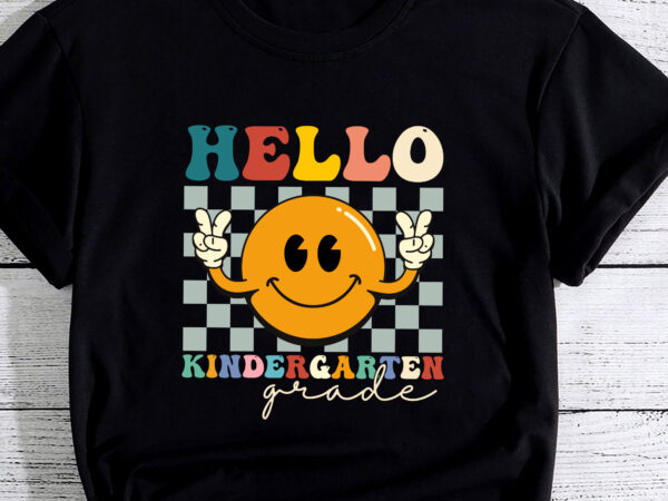 Hello kindergarten retro smile team kids back to school graphic t shirt
