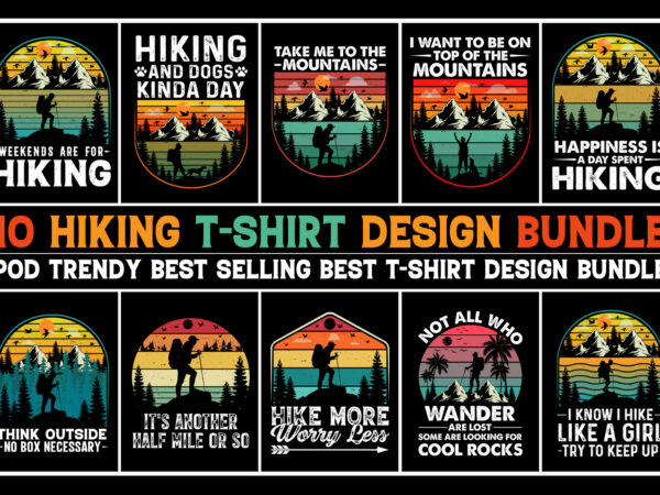 Hiking t-shirt design bundle