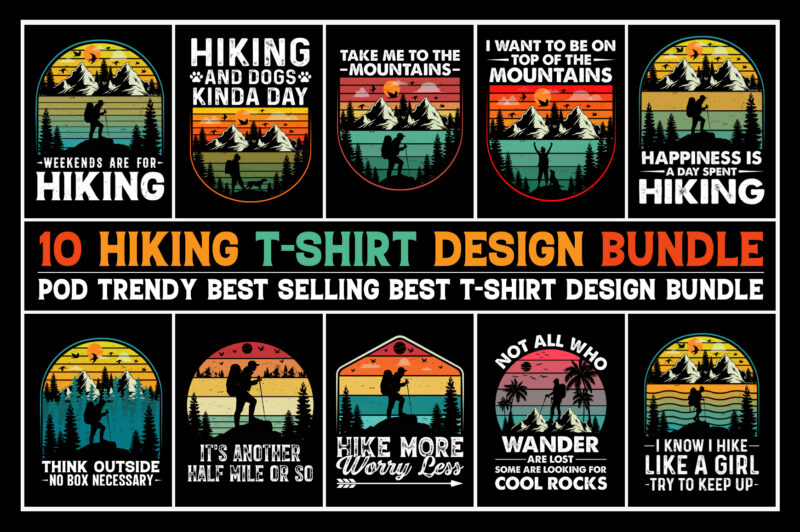 Hiking T-Shirt Design Bundle