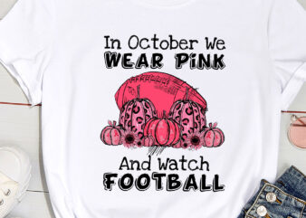 In October We Wear Pink Football Pumpkin Breast Cancer PC