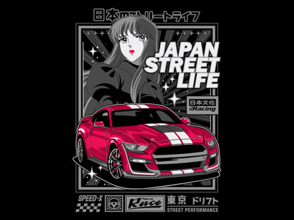 Japan street life vector clipart