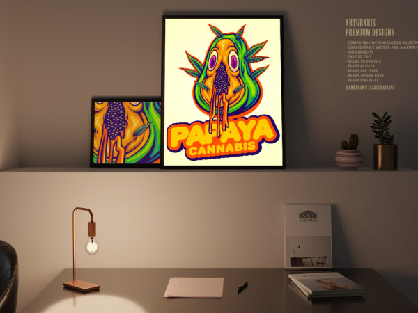 Juicy papaya mouth watering cannabis strain vector clipart