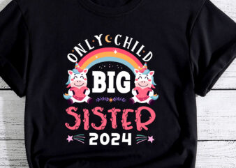 Kids Promoted to Big sister est 2024 Unicorn Toddler Girls PC t shirt vector art