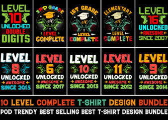 Level Complete Unlocked T-Shirt Design Bundle