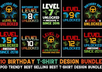 Level Unlocked Birthday T-Shirt Design Bundle