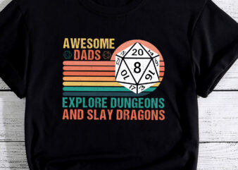 Mens Awesome Dads Explore Dungeons DM RPG Dice Dragon PC