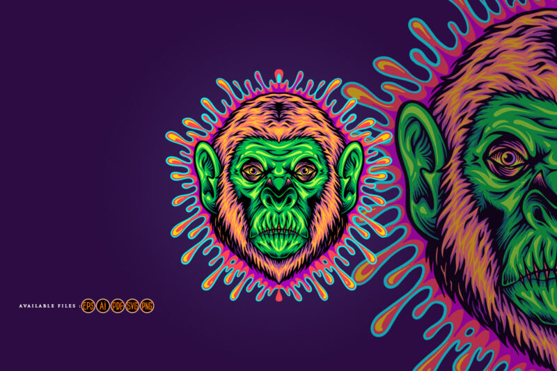 Monkey head with mysterious sticky liquid Background