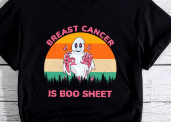 Pink Ribbon Halloween Breast Cancer Warrior Is Boo Sheet PC t shirt illustration