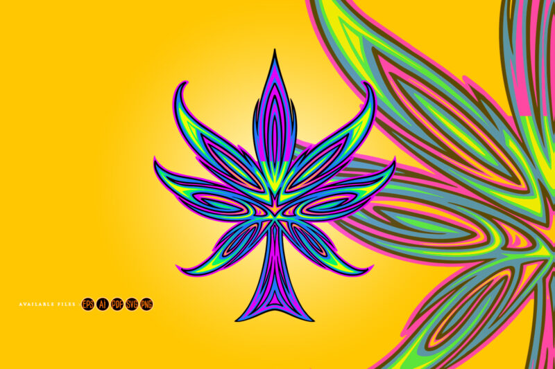 pinstriped cannabis sativa leaf tribal ornament