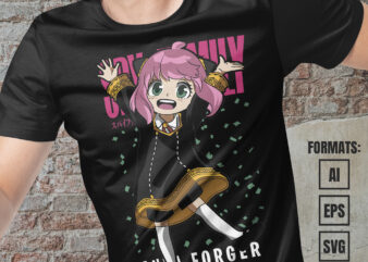 Premium Anya Forger Spy x Family Anime Vector T-shirt Design Template