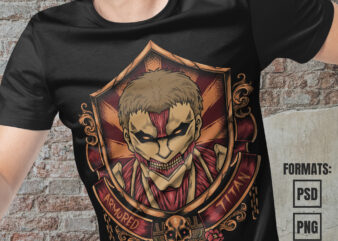 Premium Armored Titan Attack on Titan Anime Vector T-shirt Design Template