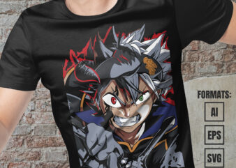 Premium Asta Black Clover Anime Vector T-shirt Design Template #3
