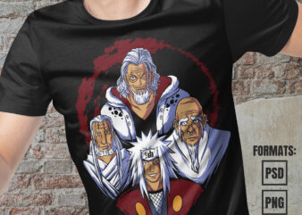 Premium Anime Masters Vector T-shirt Design Template