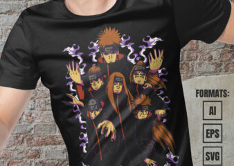 Premium Akatsuki Naruto Anime Vector T-shirt Design Template #3