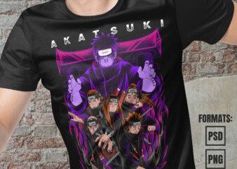 Premium Akatsuki Naruto Anime Vector T-shirt Design Template #2