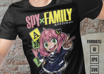 Premium Anya Forger Spy x Family Anime Vector T-shirt Design Template #2