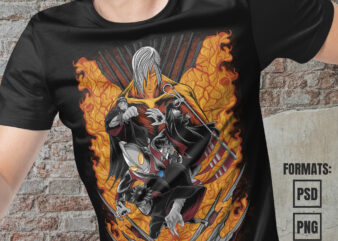 Premium Akatsuki x Ultraman Anime Vector T-shirt Design Template