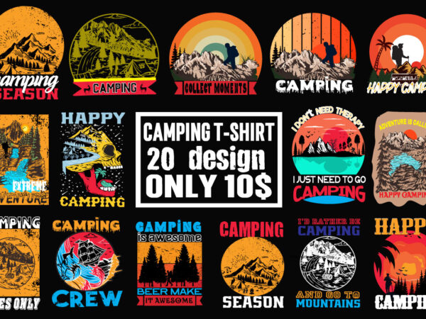 Camping design bundle,happy camper shirt, happy camper tshirt, happy camper gift, camping shirt, camping tshirt, camper shirt, camper tshirt, cute camping shircamping life shirts, camping shirt, camper t-shirt, camper shirt,