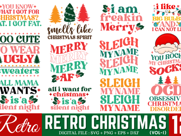 Retro christmas svg bundle, retro christmas t-shirt bundle