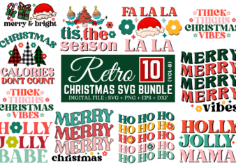 Retro Christmas Svg bundle, Christmas T-shirt Bundle