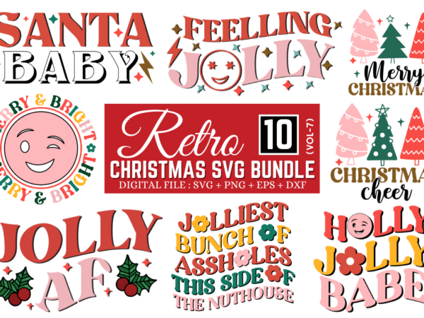 Retro christmas svg bundle, christmas t-shirt bundle