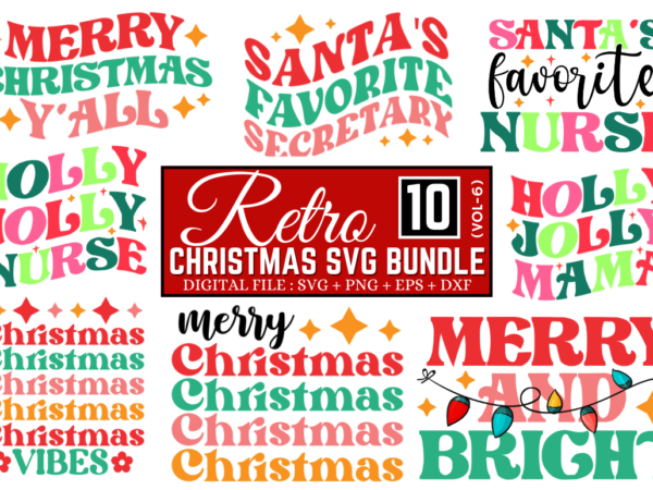 Retro christmas svg bundle, christmas t-shirt bundle