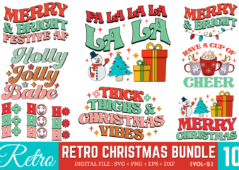 Retro Christmas Svg bundle, Christmas T-shirt Bundle