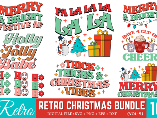 Retro christmas svg bundle, christmas t-shirt bundle