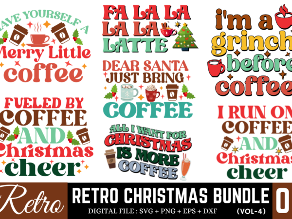 Retro christmas svg bundle, christmas t-shirt bundle