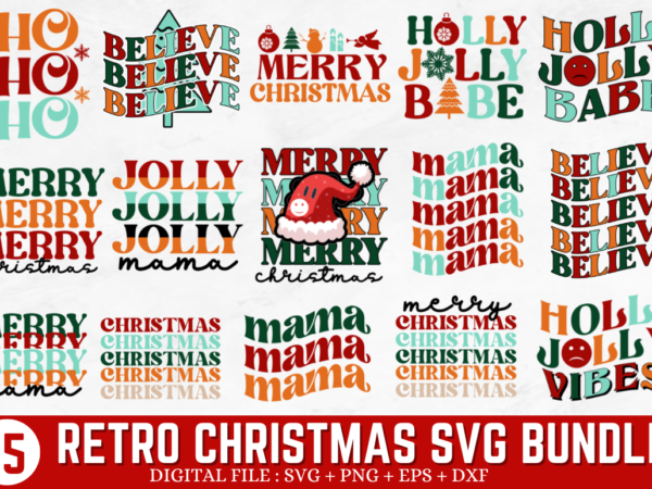 Retro christmas t-shirt bundle, christmas bundle design bundle