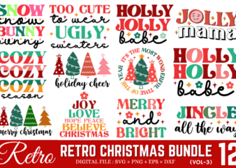 Retro Christmas Svg bundle, Christmas T-shirt Bundle