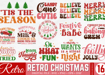 Retro Christmas Svg bundle, Christmas T-shirt Bundle