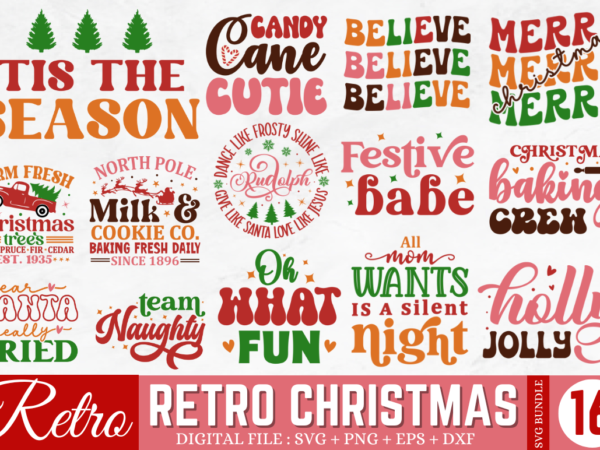 Retro christmas svg bundle, christmas t-shirt bundle