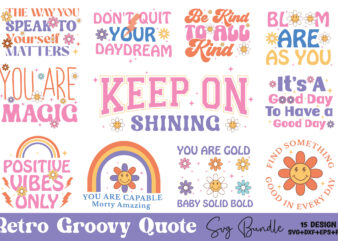 Retro Groovy Quote SVG Bundle t shirt design online