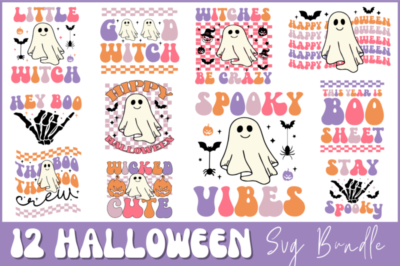 Retro Halloween Svg bundle, Halloween T-shirt Bundle,fall tshit designs,halloween t-shirt designs