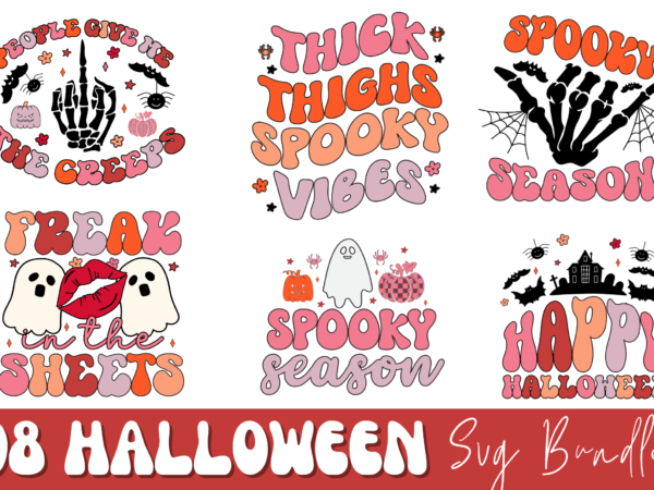 Retro halloween svg bundle, halloween t-shirt bundle