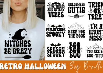 Retro Halloween Svg Bundle, Halloween T-shirt Svg Bundle